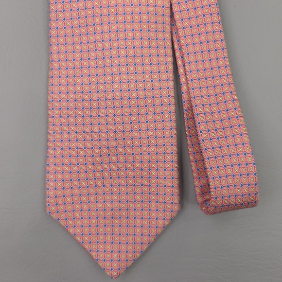 Brooks Brothers Other - Brooks Brothers Tie Mens One Size Pink Silk Geometric Makers USA Italy Woven 60"